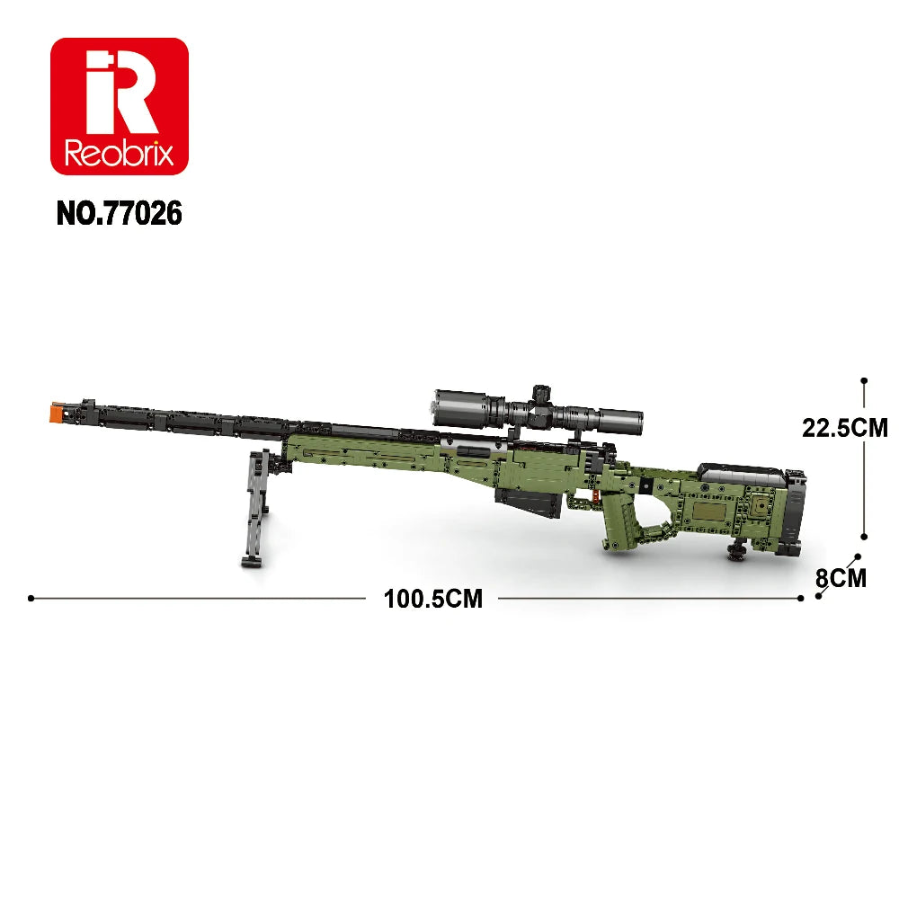 Reobrix Super Magnum AWM — Konstruktora Snaipera Šautenes Komplekts (1245 gab.)