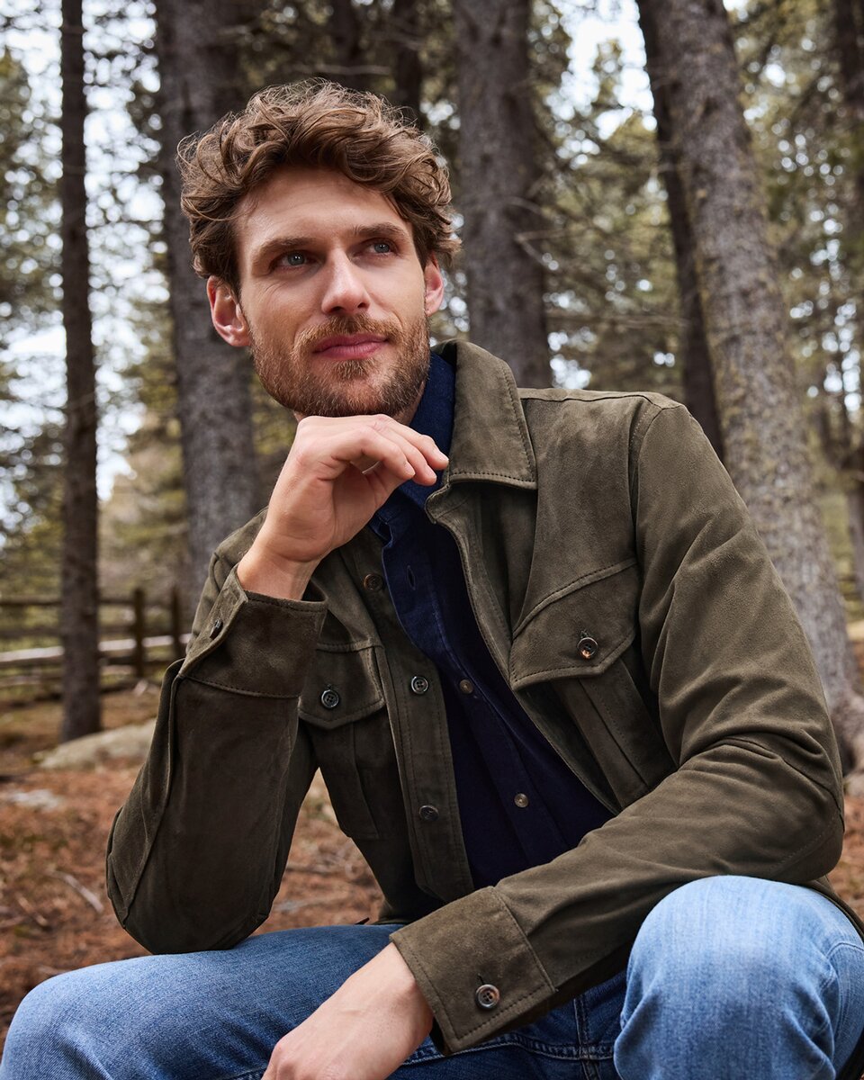 Reitmayer leather overshirt (Olive)