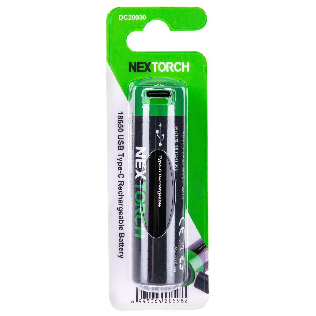 NEXTORCH 18650 battery with USB-C