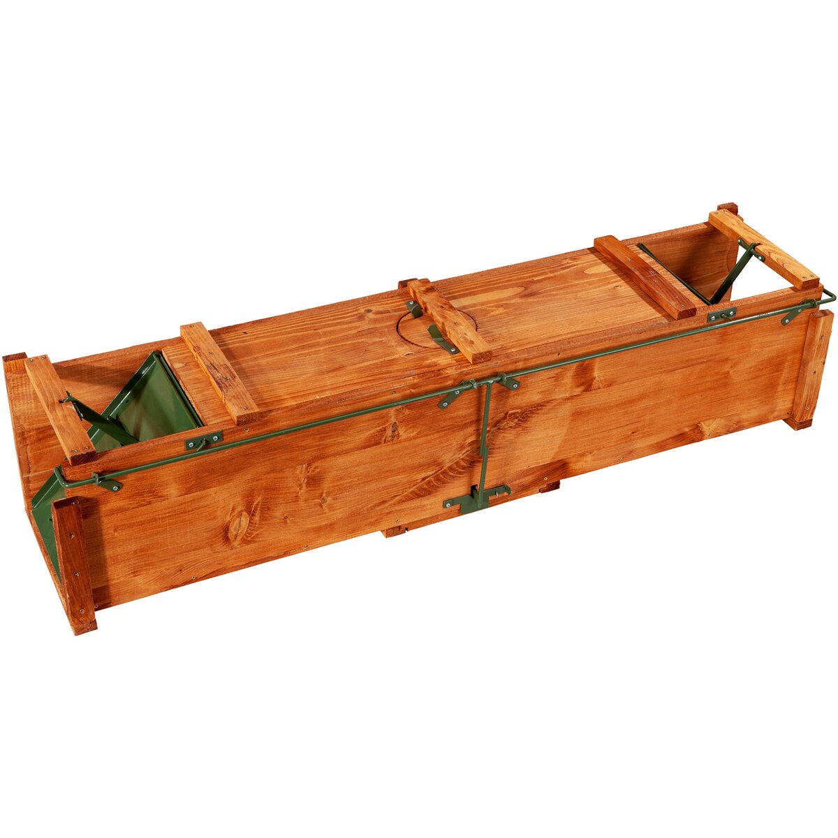 Two-door wooden box latch (Dimensions (LxWxH) 150x30x30 cm, weight 22 kg)