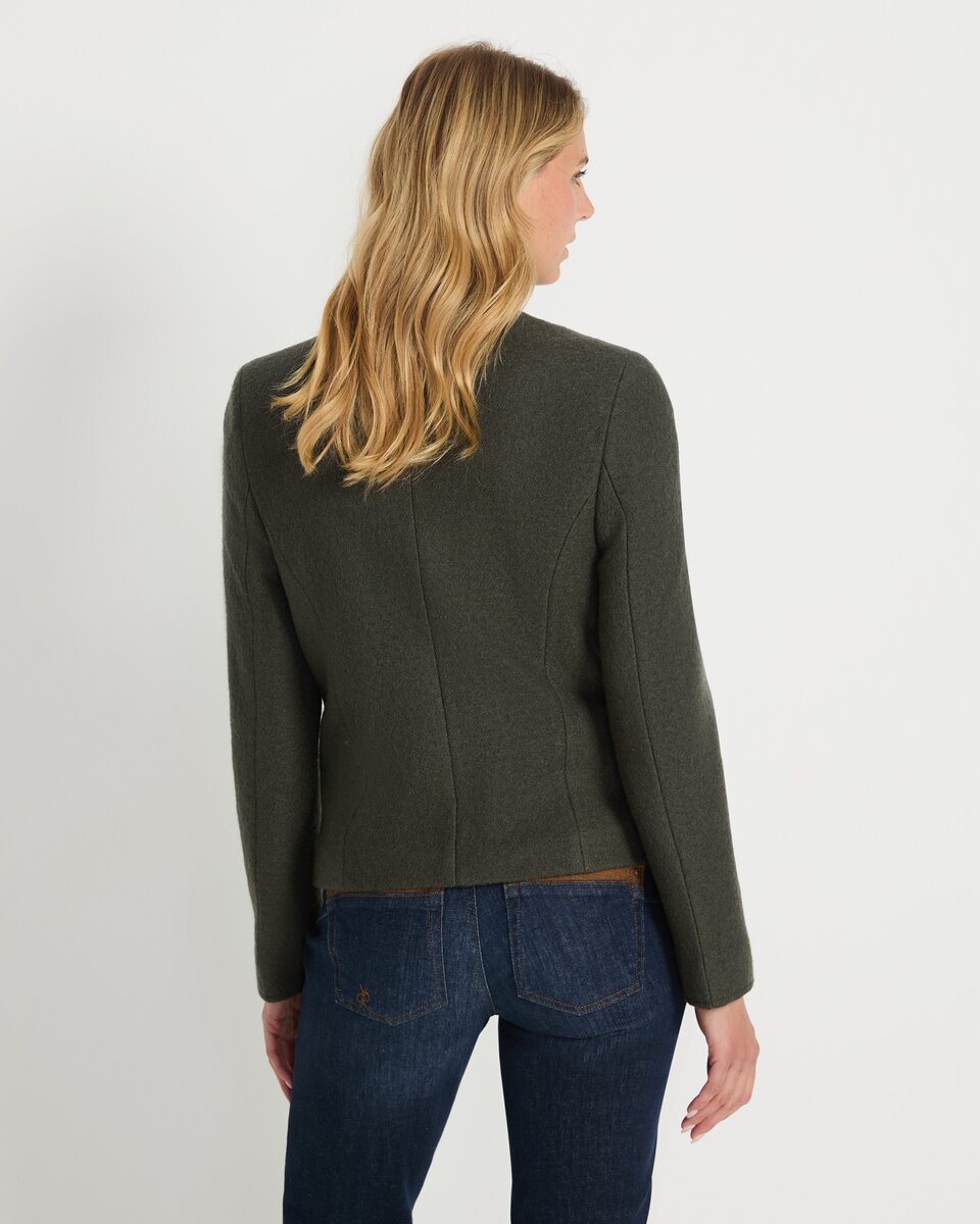 Highmoor Short boiled wool jacket (Olive)
