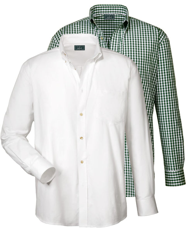 Luis Steindl Traditional shirt, pack of 2 (Green/white.)