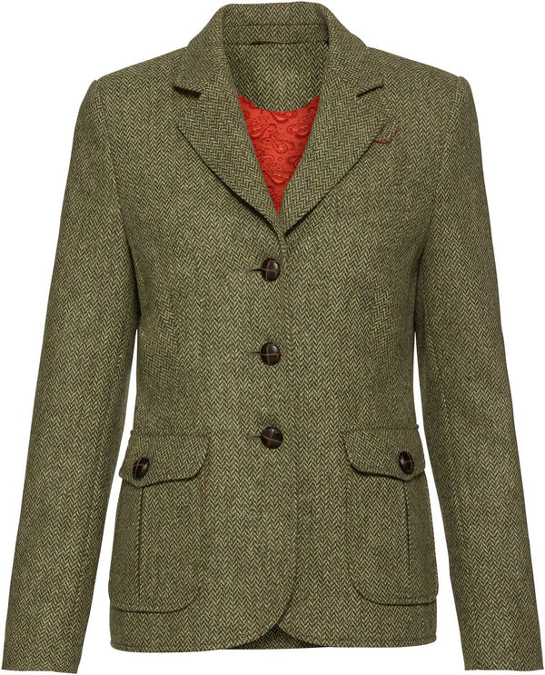 Highmoor Herringbone tweed blazer (Green/Orange)