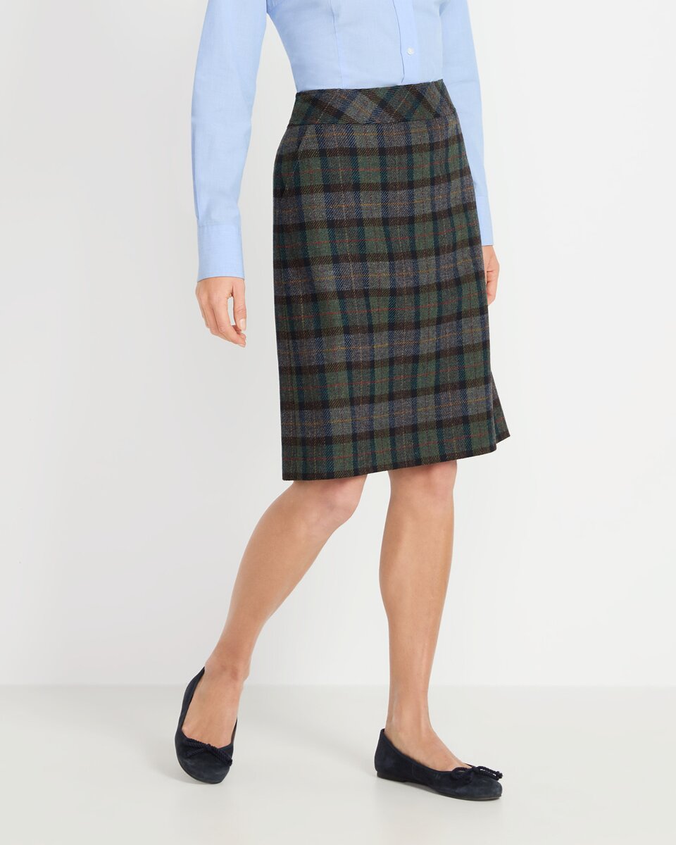 Highmoor Short wool skirt (Navy/Green)