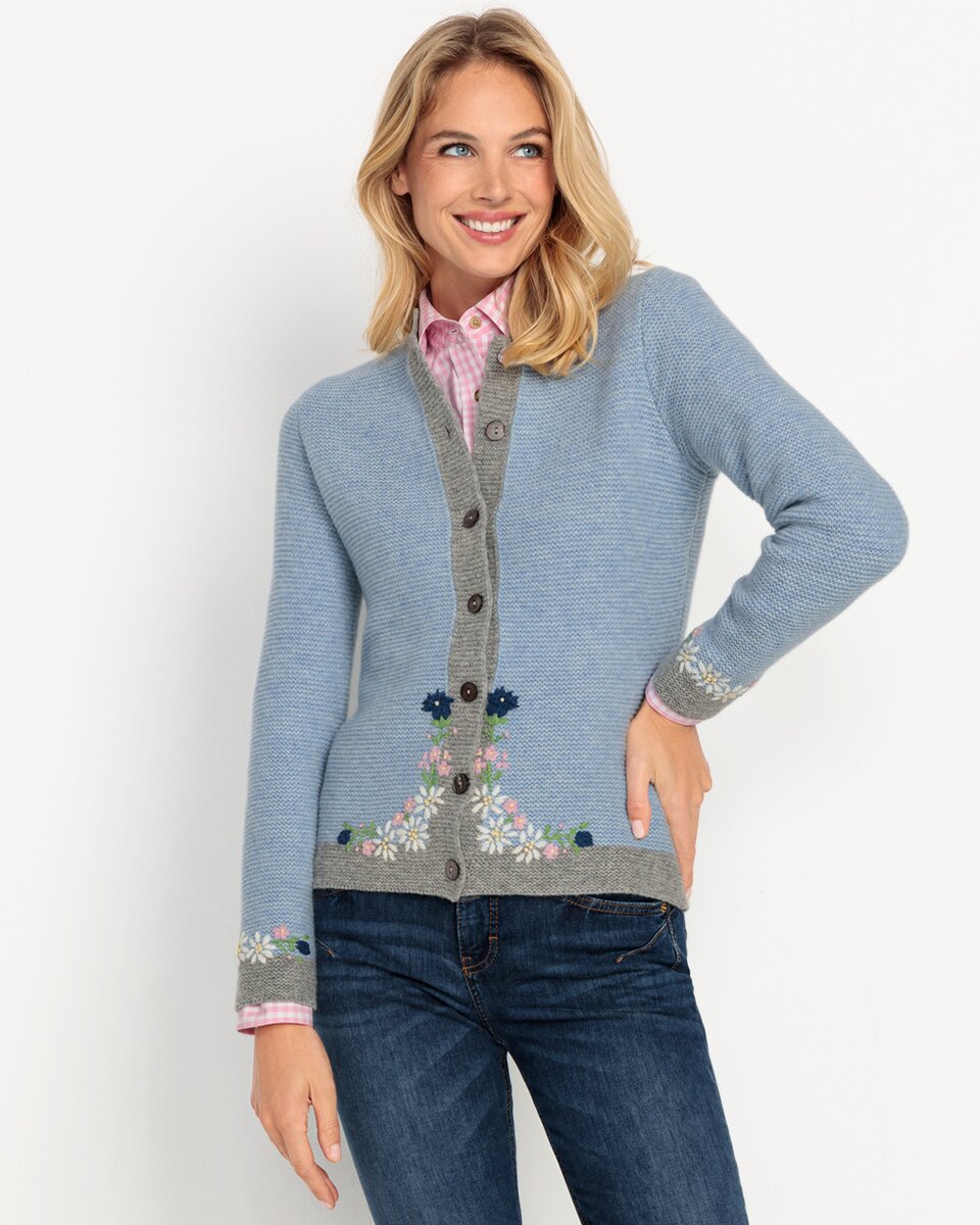Luis Steindl Left cardigan with flowers (Bleu/Gray)