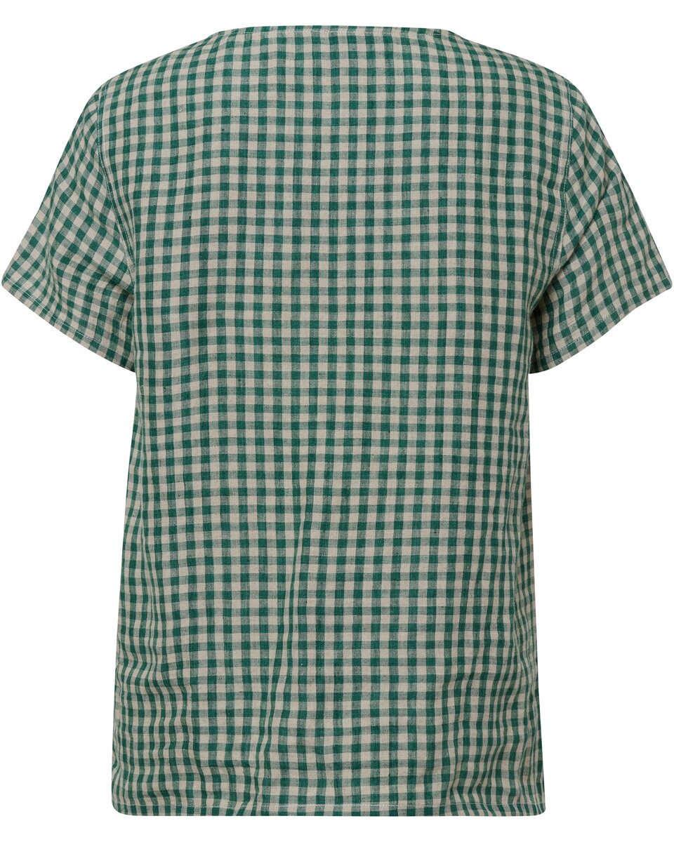 Luis Steindl Half-sleeve Vichy linen blouse (Green)
