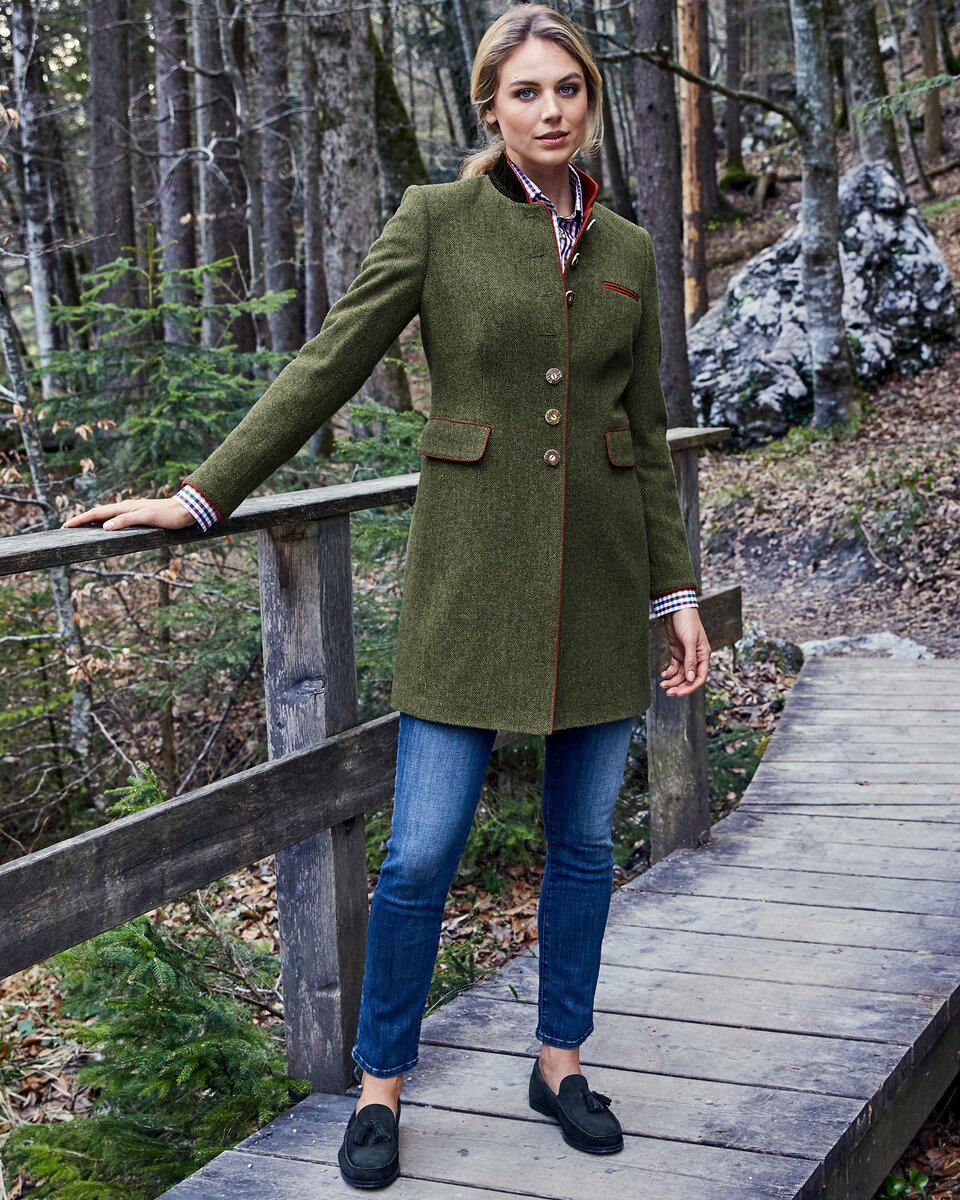 Luis Steindl Herringbone frock coat (Moss/Pumpkin)