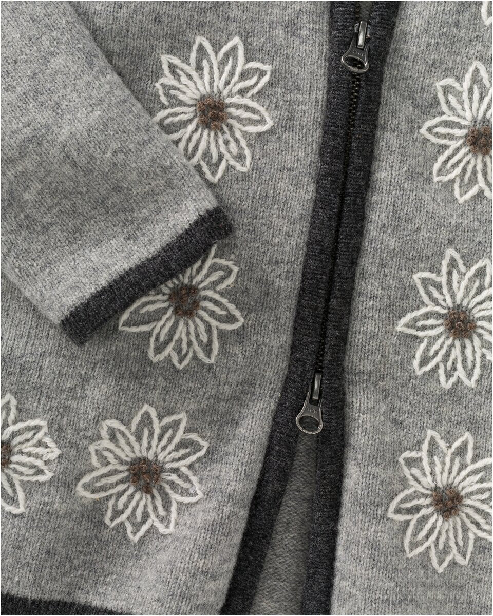 Luis Steindl Cardigan with edelweiss (Gray melange)