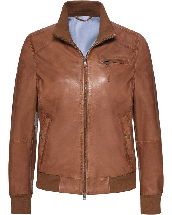 Brigitte von Schönfels Nappa leather jacket (Cognac)