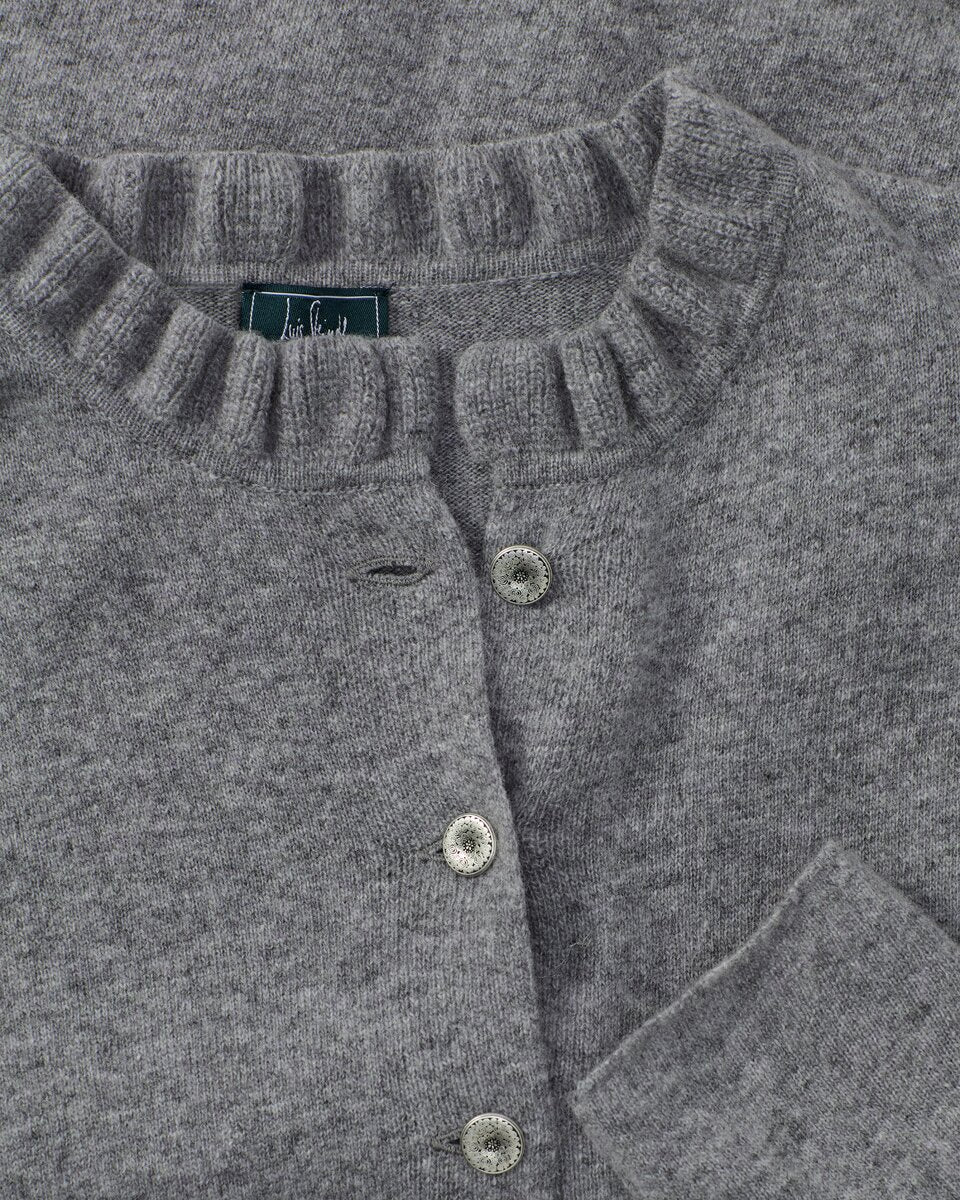 Luis Steindl Cardigan with ruffle collar (Gray melange)