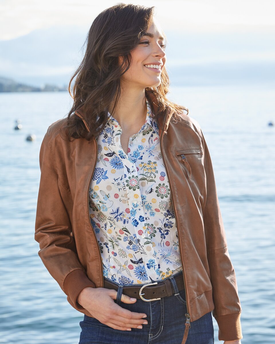 Brigitte von Schönfels Nappa leather jacket (Cognac)