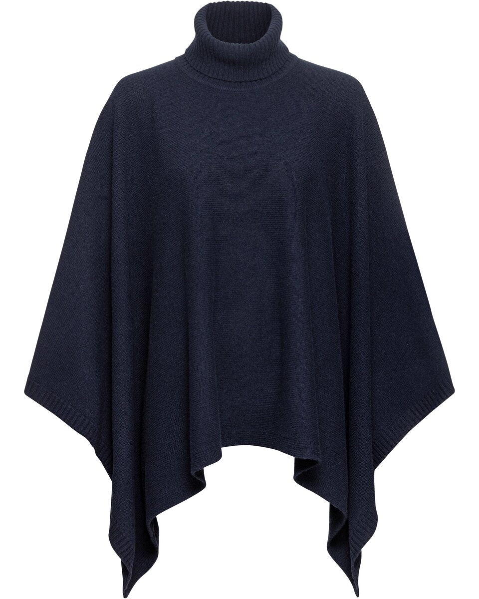 Highmoor Knitted poncho with turtleneck (Navy)