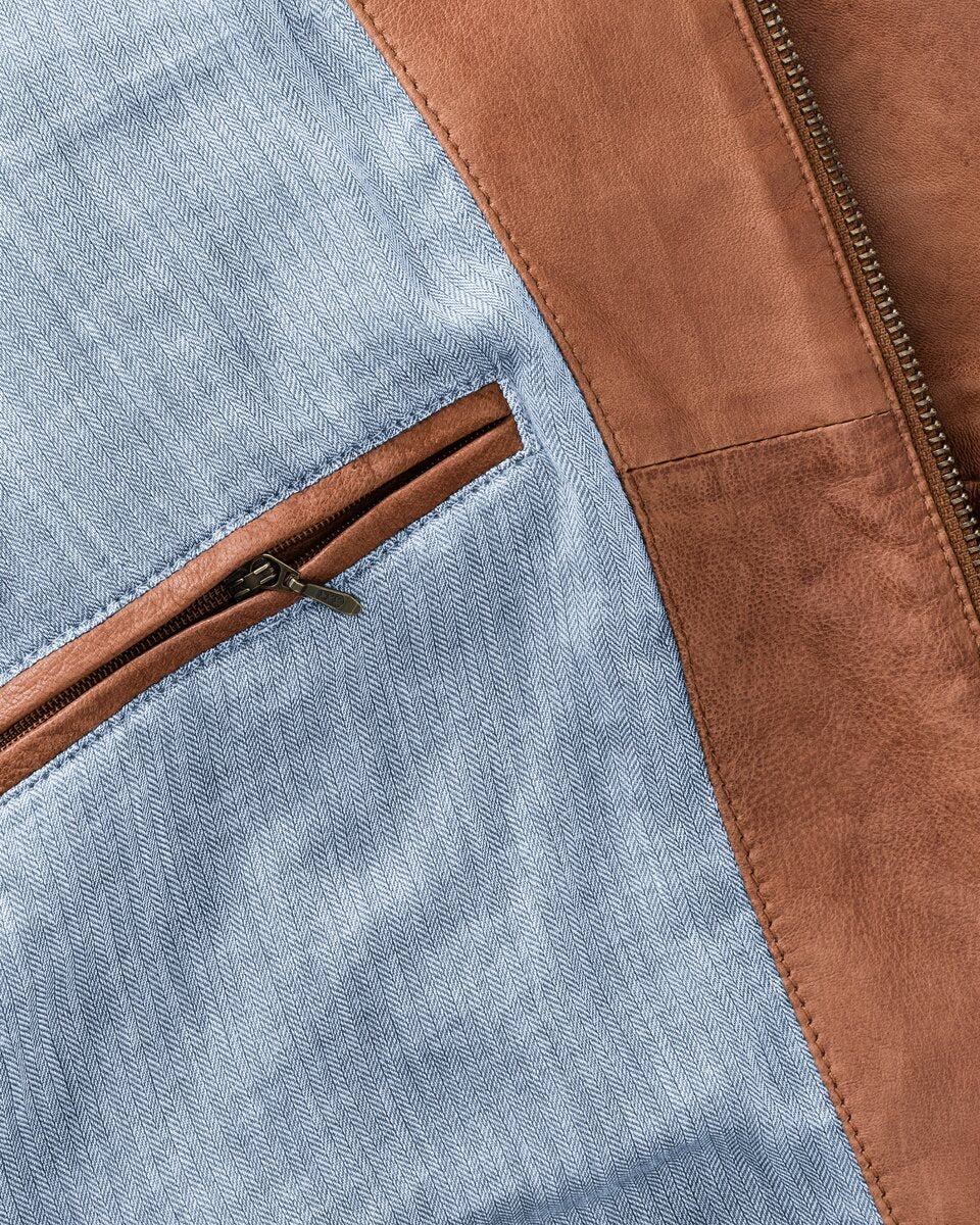 Brigitte von Schönfels Nappa leather jacket (Cognac)
