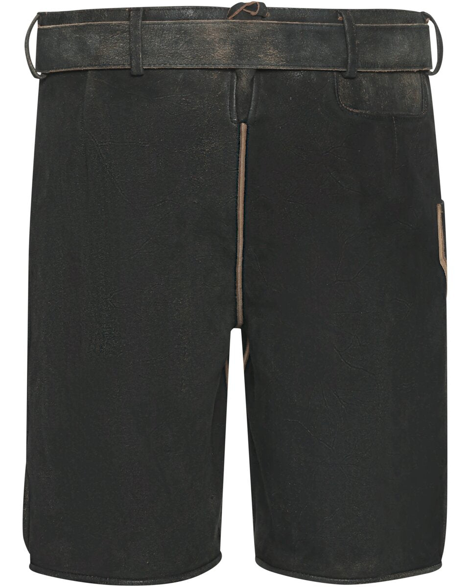 Luis Steindl Short leather pants with embroidery (Antique Black)