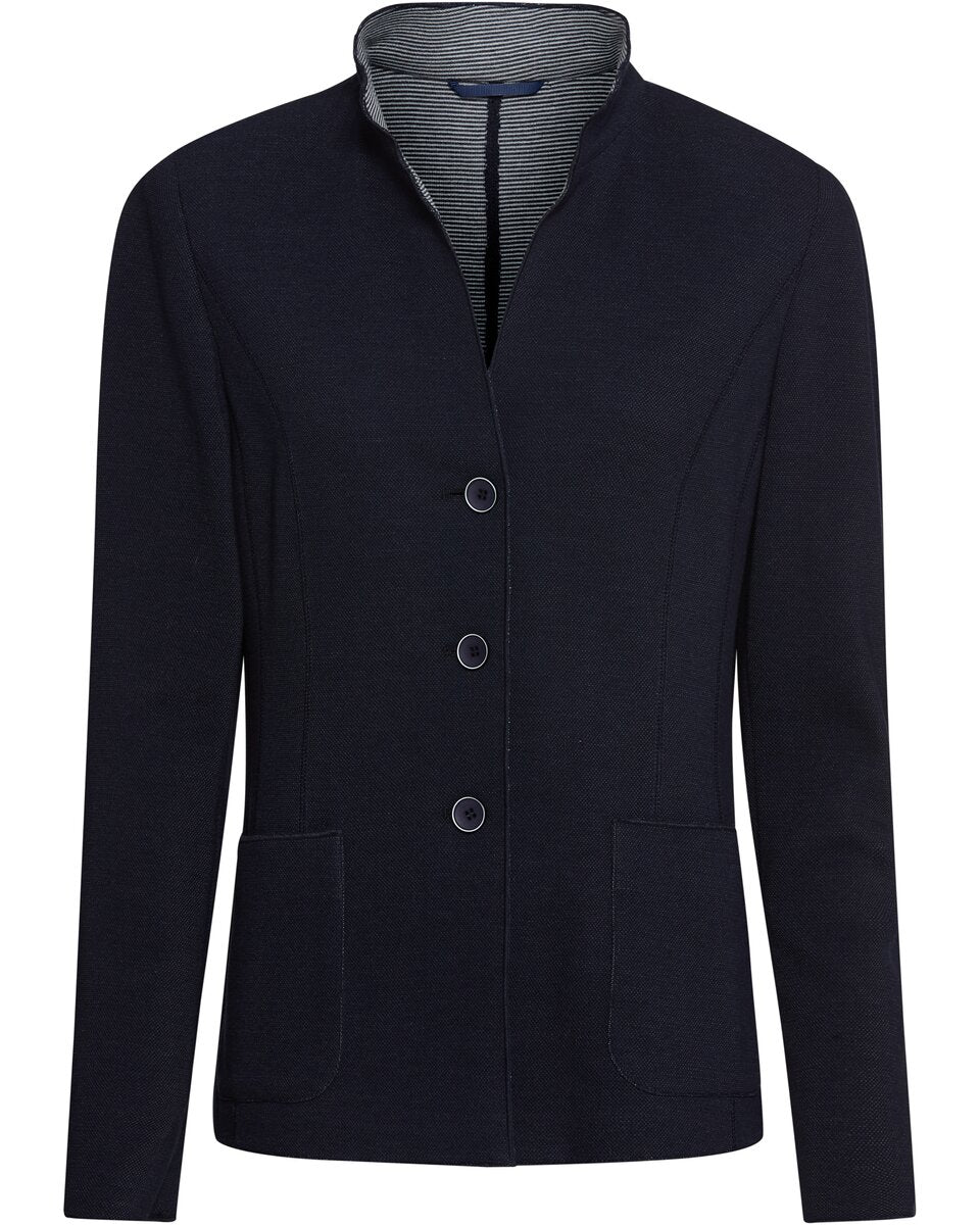 Highmoor Piqué stand-up collar jacket (Dark blue)