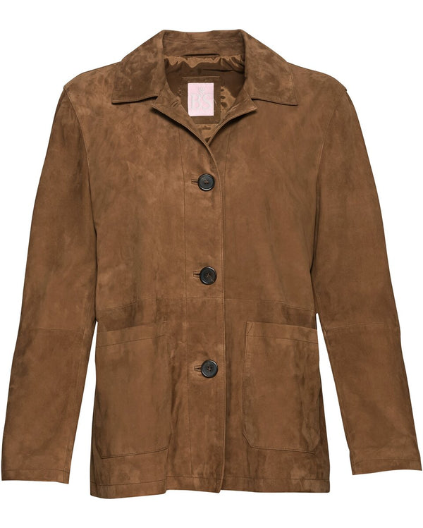 Brigitte von Schönfels Leather shirt jacket (Brown)