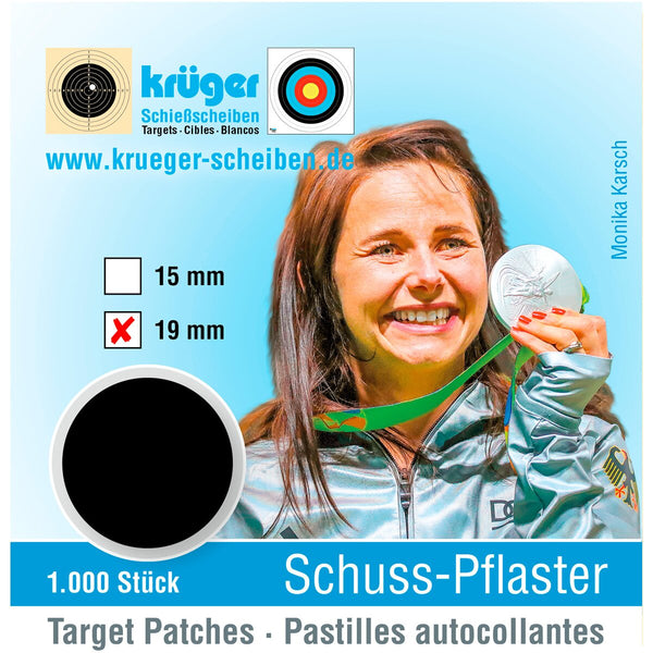 Krüger Druck + Verlag Apaļie plāksteri – 1000 gabali (Ø 19 mm – melni)