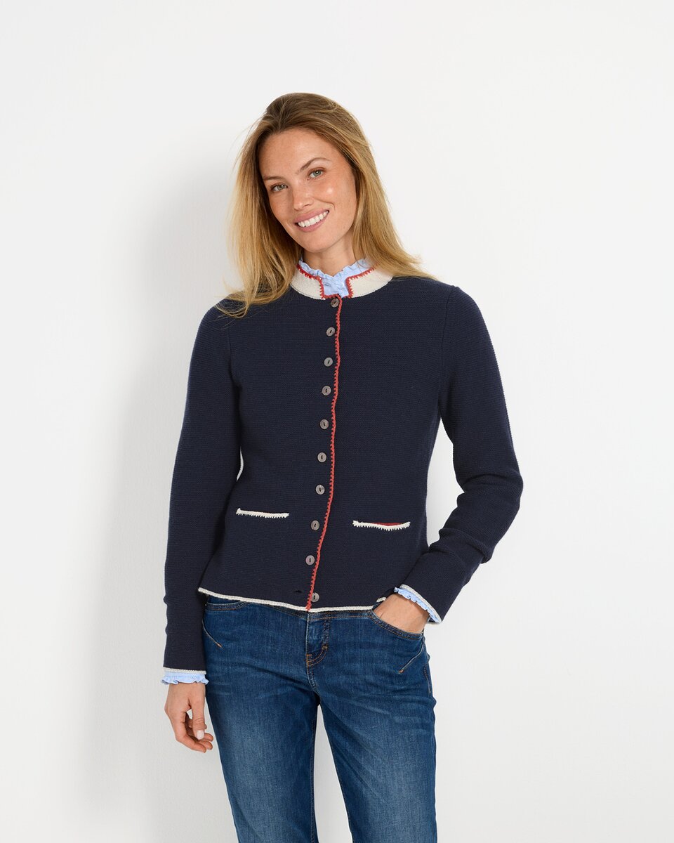 Reitmayer Cardigan with back pleat (Navy/Orange)
