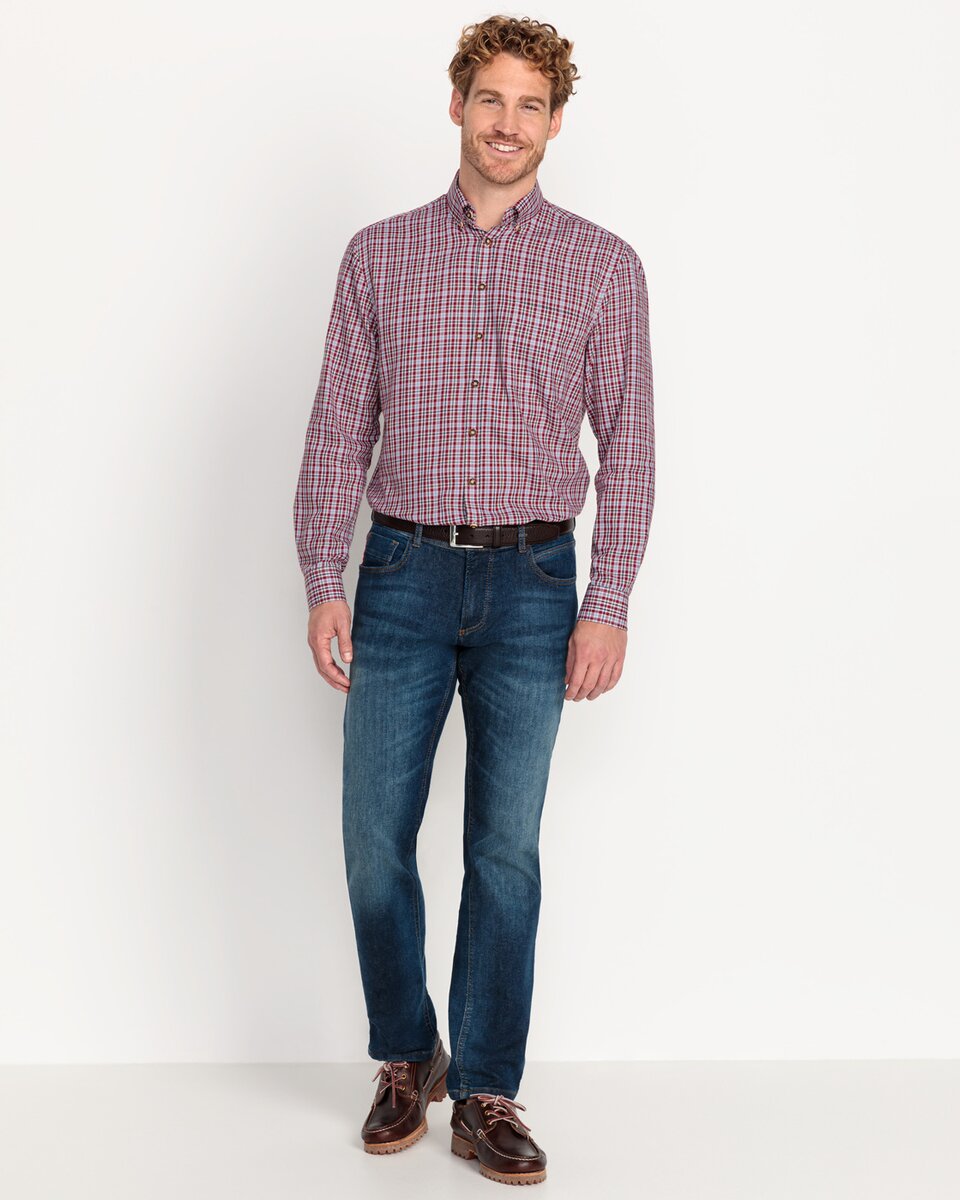 Luis Steindl Long-sleeved checked shirt (Red/Olive)
