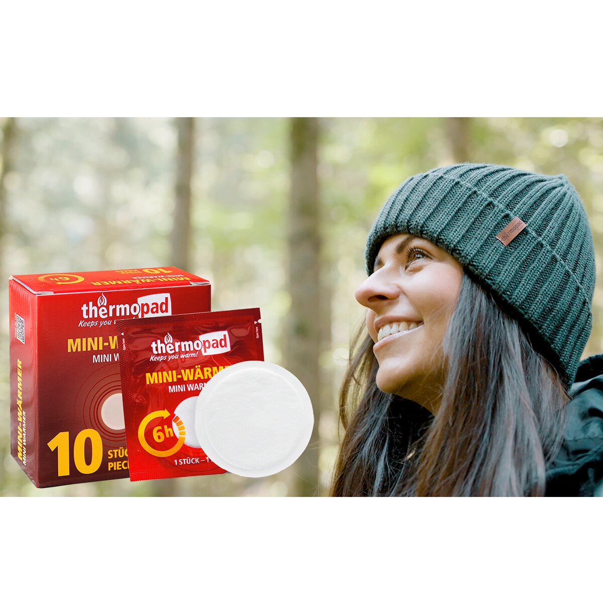 Thermopad Beanie Merino + 10 mini warmers – set (Cream)