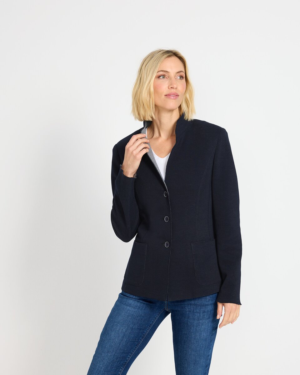 Highmoor Piqué stand-up collar jacket (Dark blue)
