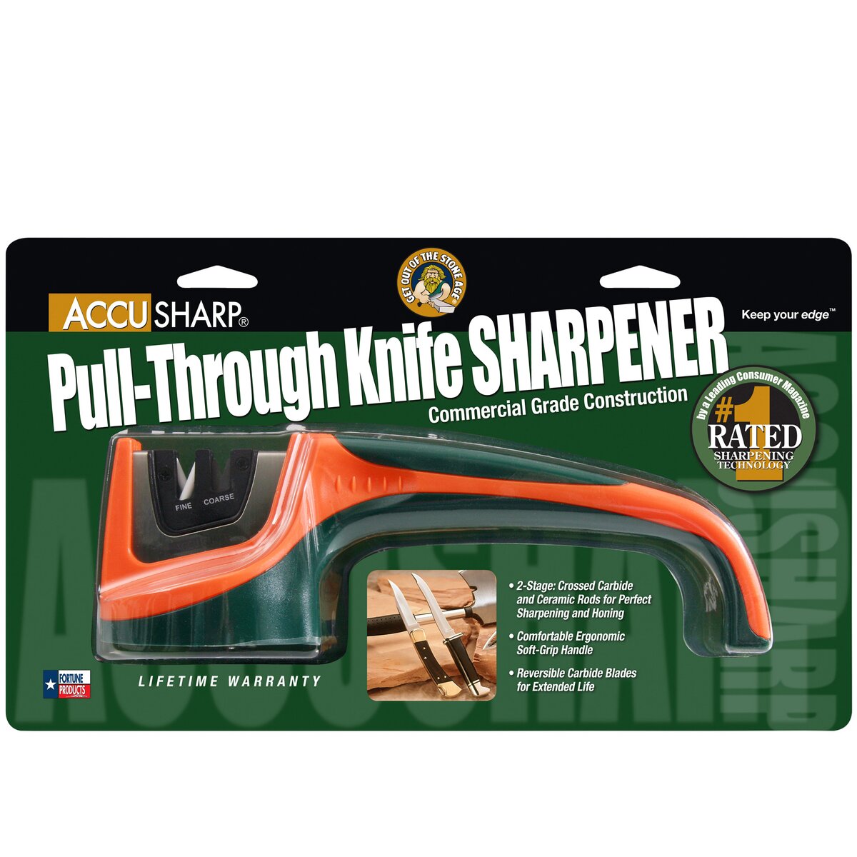 Accusharp nažu asināmais, caurvelkamais (oranžs/zaļš)
