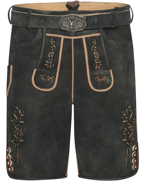 Luis Steindl Short leather pants with embroidery (Antique Black)