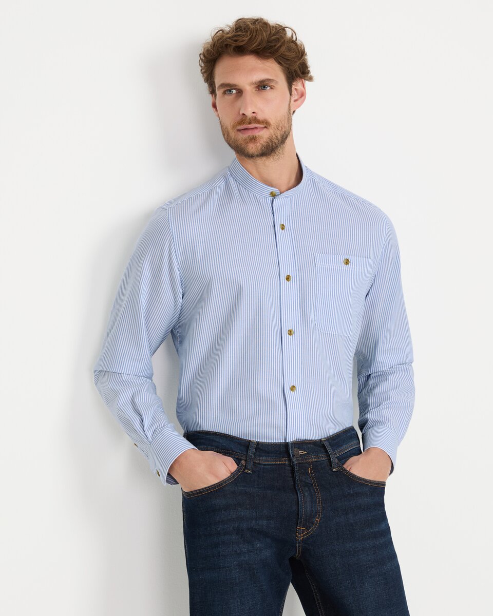 Luis Steindl Oxford shirt with stand-up collar (Blue White)