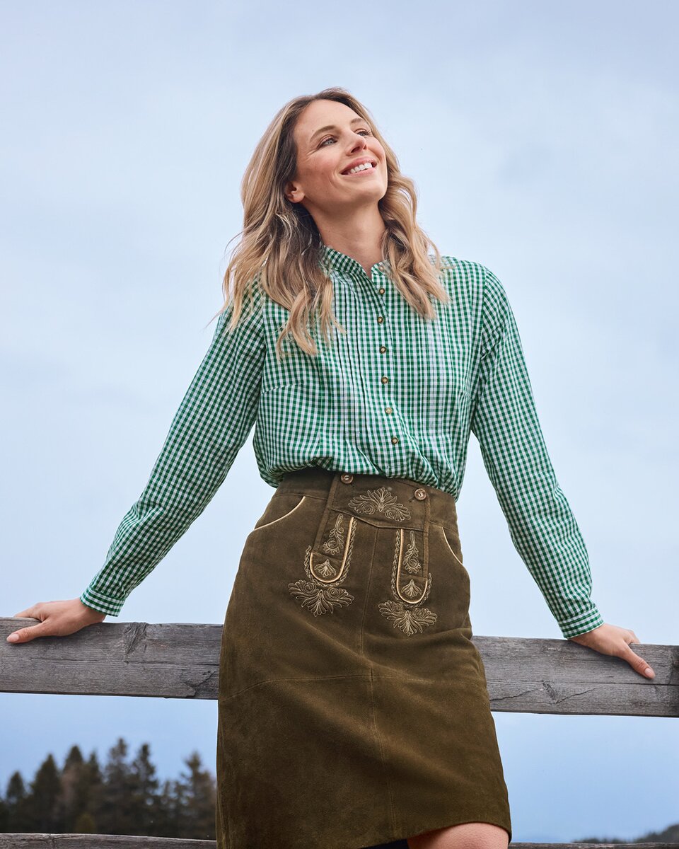 Luis Steindl Slip-on blouse with Vichy check (Green white)
