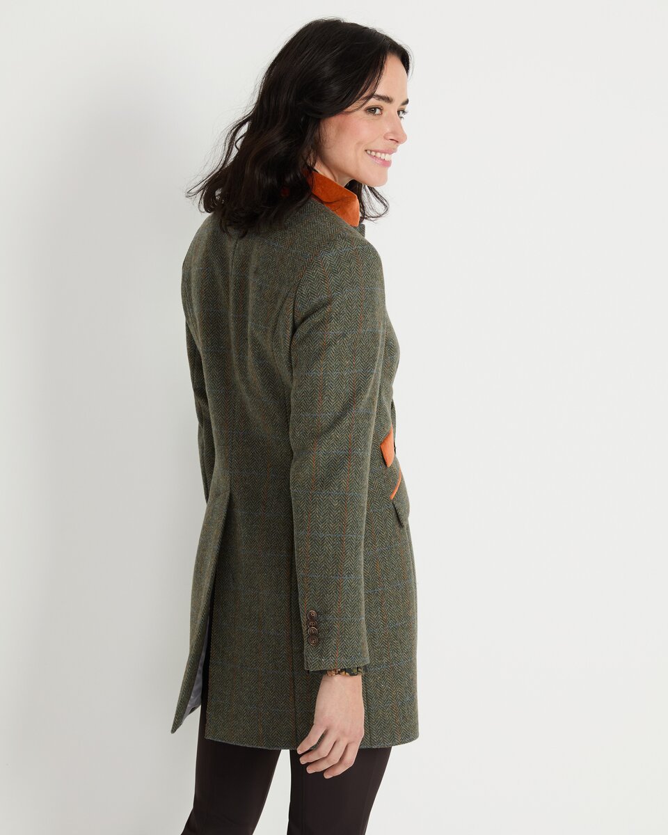 Reitmayer Tweed frock coat with velvet details (Olive/orange)