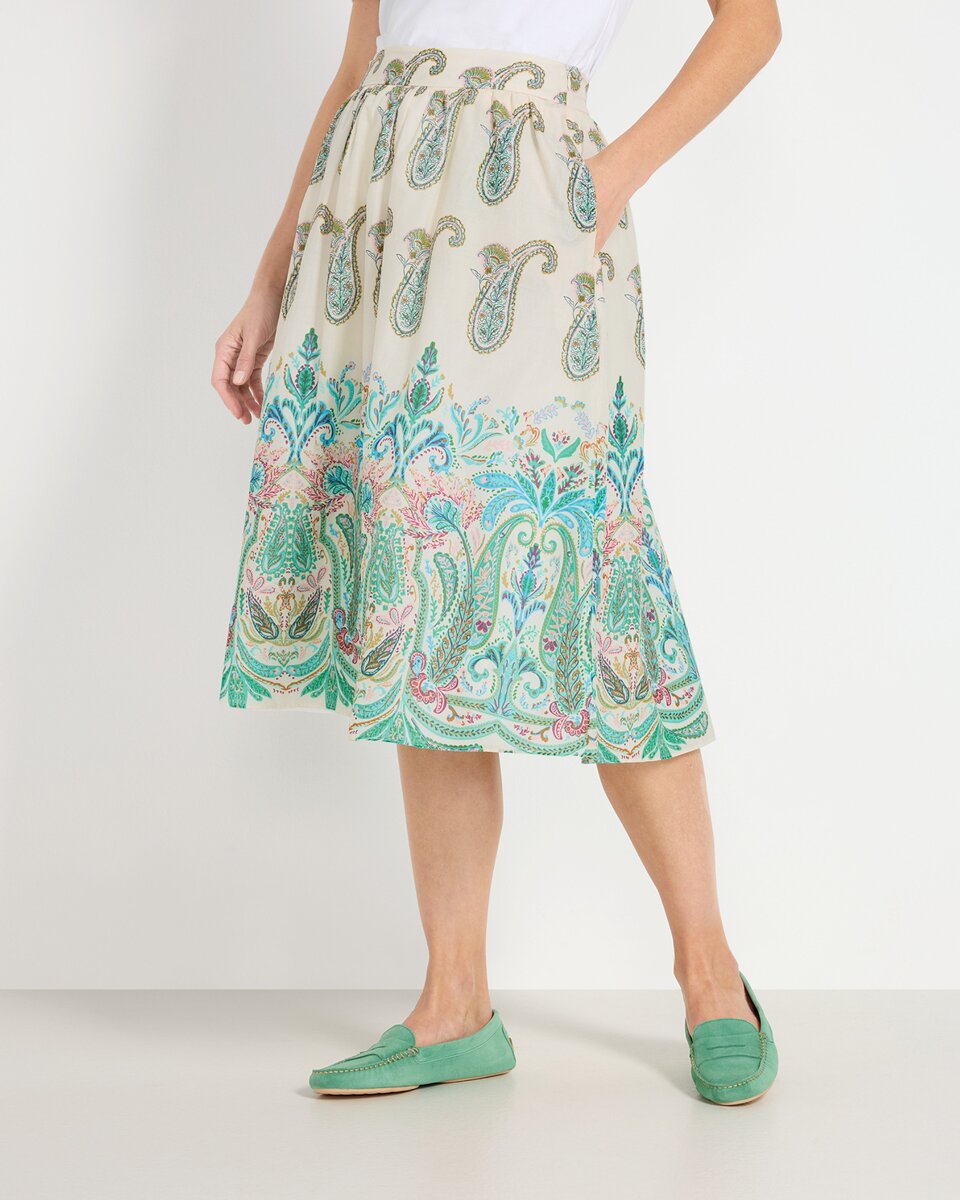 Brigitte von Schönfels Paisley svārki (balti/tirkīzzili)