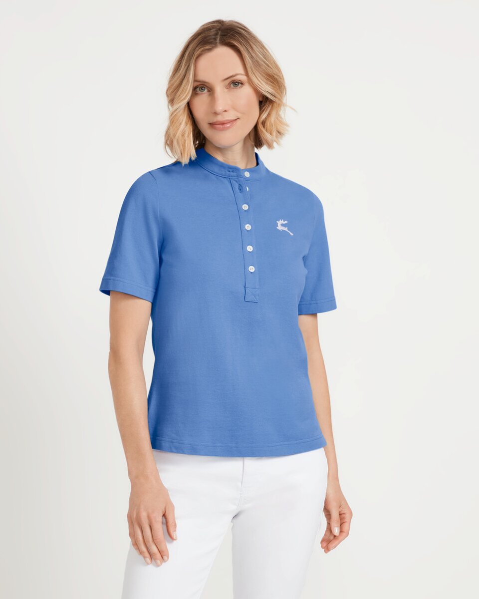 Luis Steindl Piqué shirt with gingham check details (Light Blue)