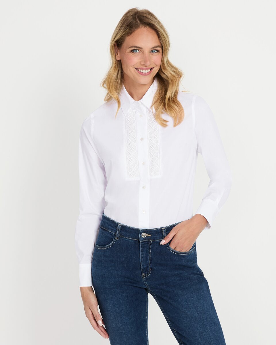 Luis Steindl Shirt blouse with lace insert (White)