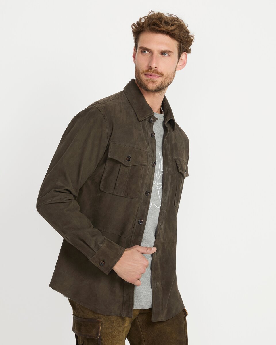 Reitmayer leather overshirt (Olive)