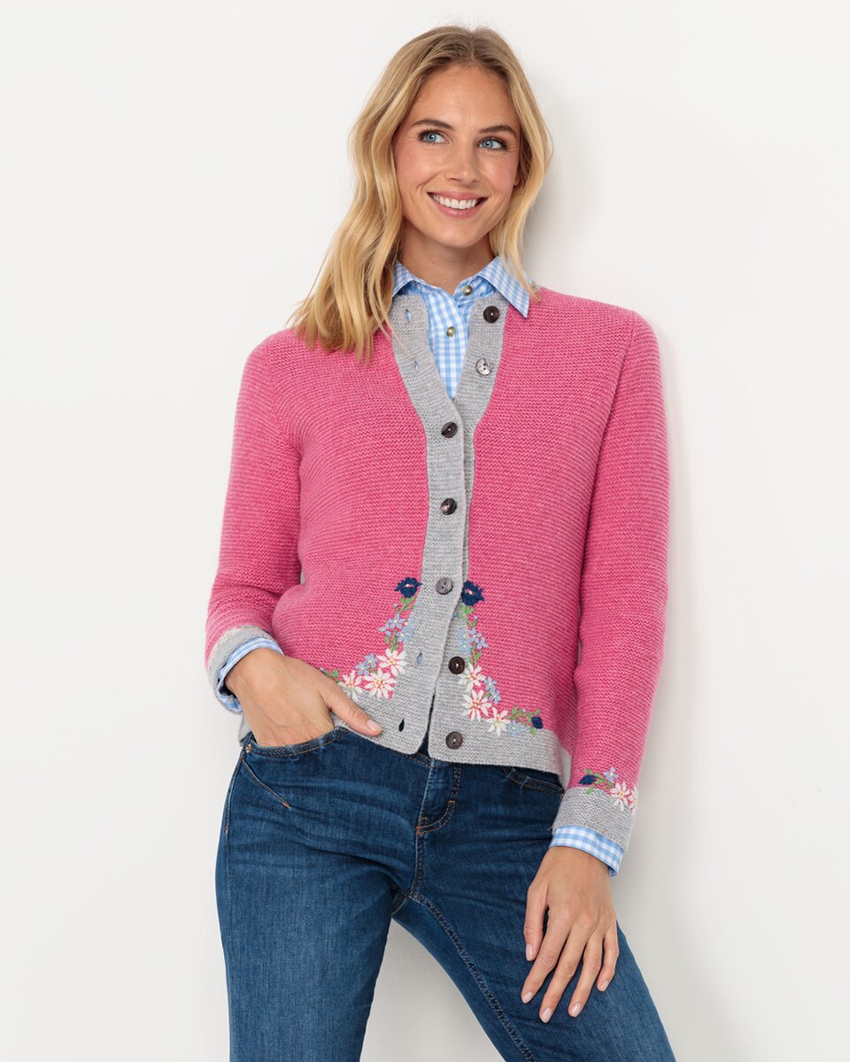 Luis Steindl Left cardigan with flowers (Rose/Gray)