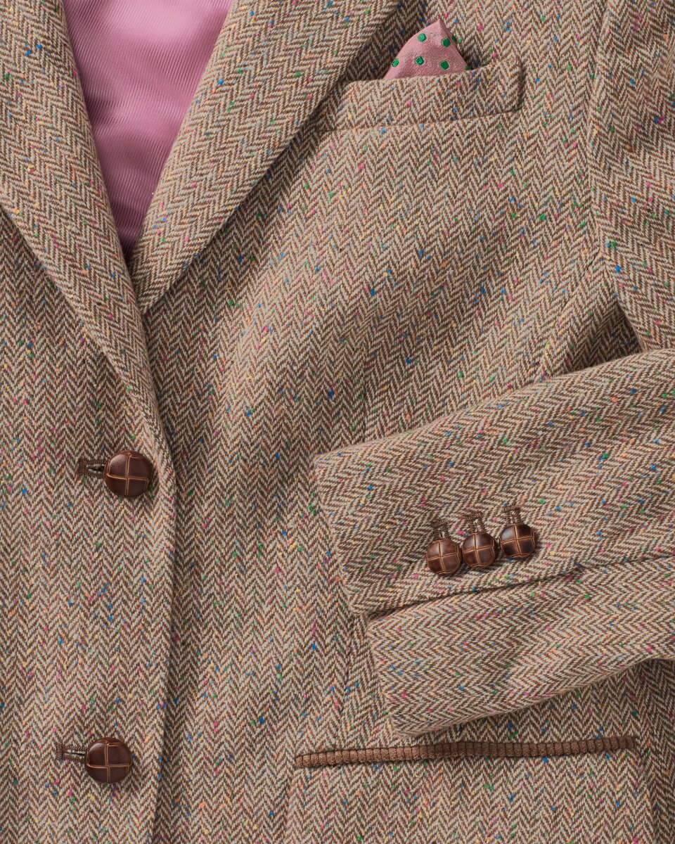 Reitmayer Herringbone blazer with corduroy collar (Brown beige)
