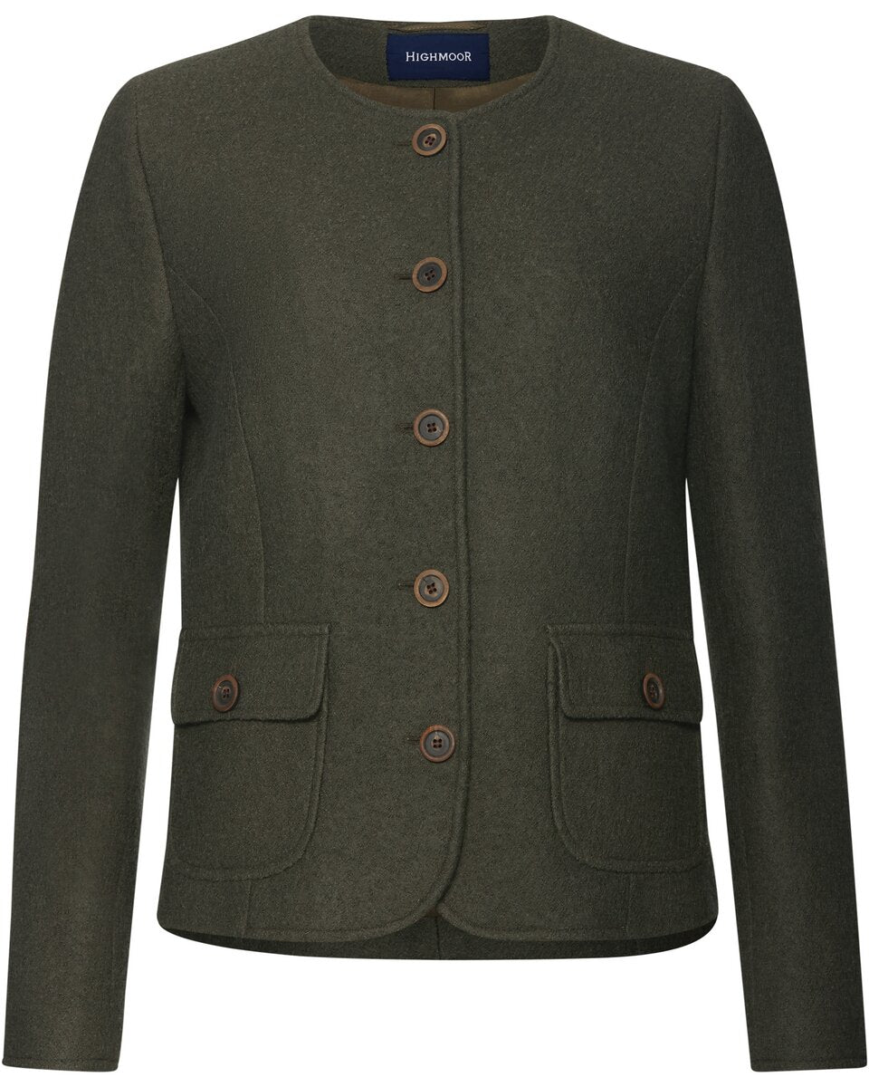 Highmoor Short boiled wool jacket (Olive)