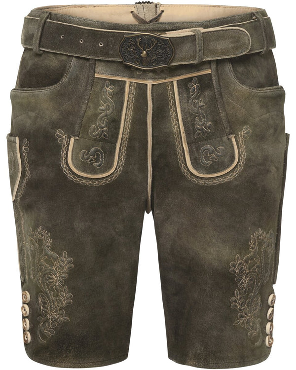 Luis Steindl Short leather pants with belt (Olive)