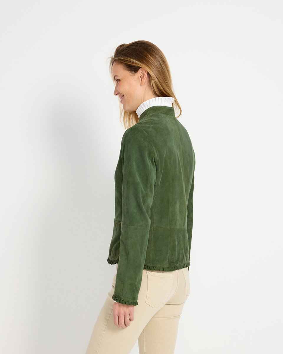 Reitmayer Leather jacket with ruffles (Green)