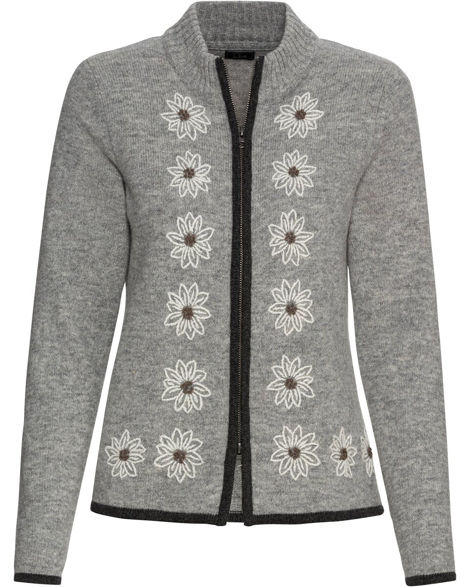 Luis Steindl Cardigan with edelweiss (Gray melange)