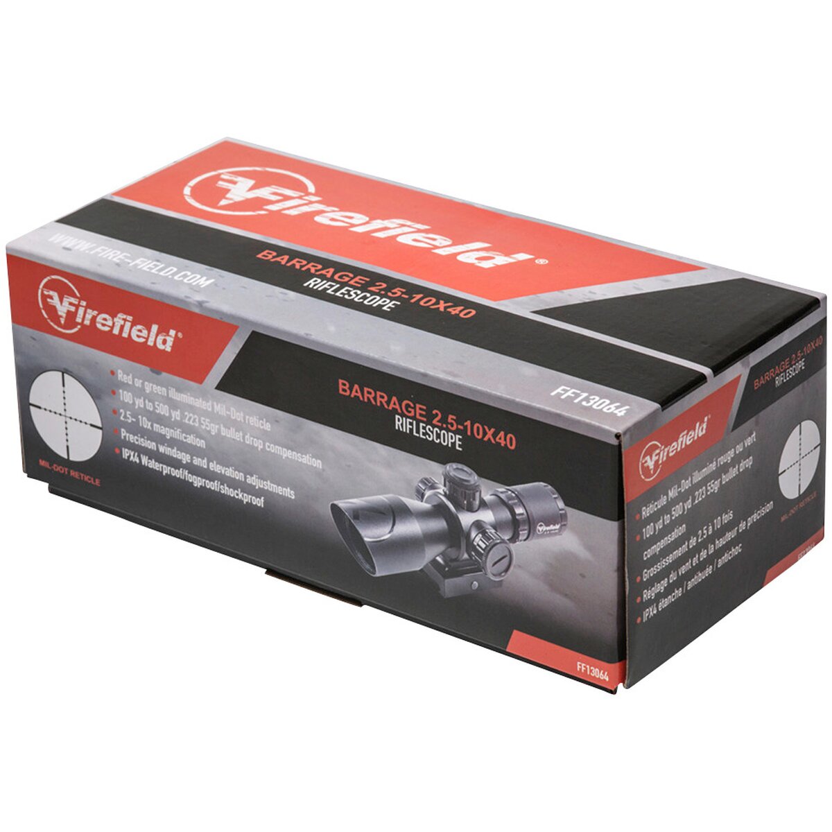 Firefield Barrage 2.5-10x40 optiskais tēmēklis (tīkliņš Mil-Dot)