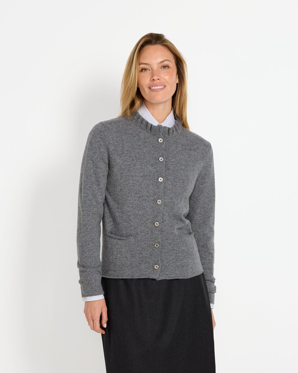 Luis Steindl Cardigan with ruffle collar (Gray melange)