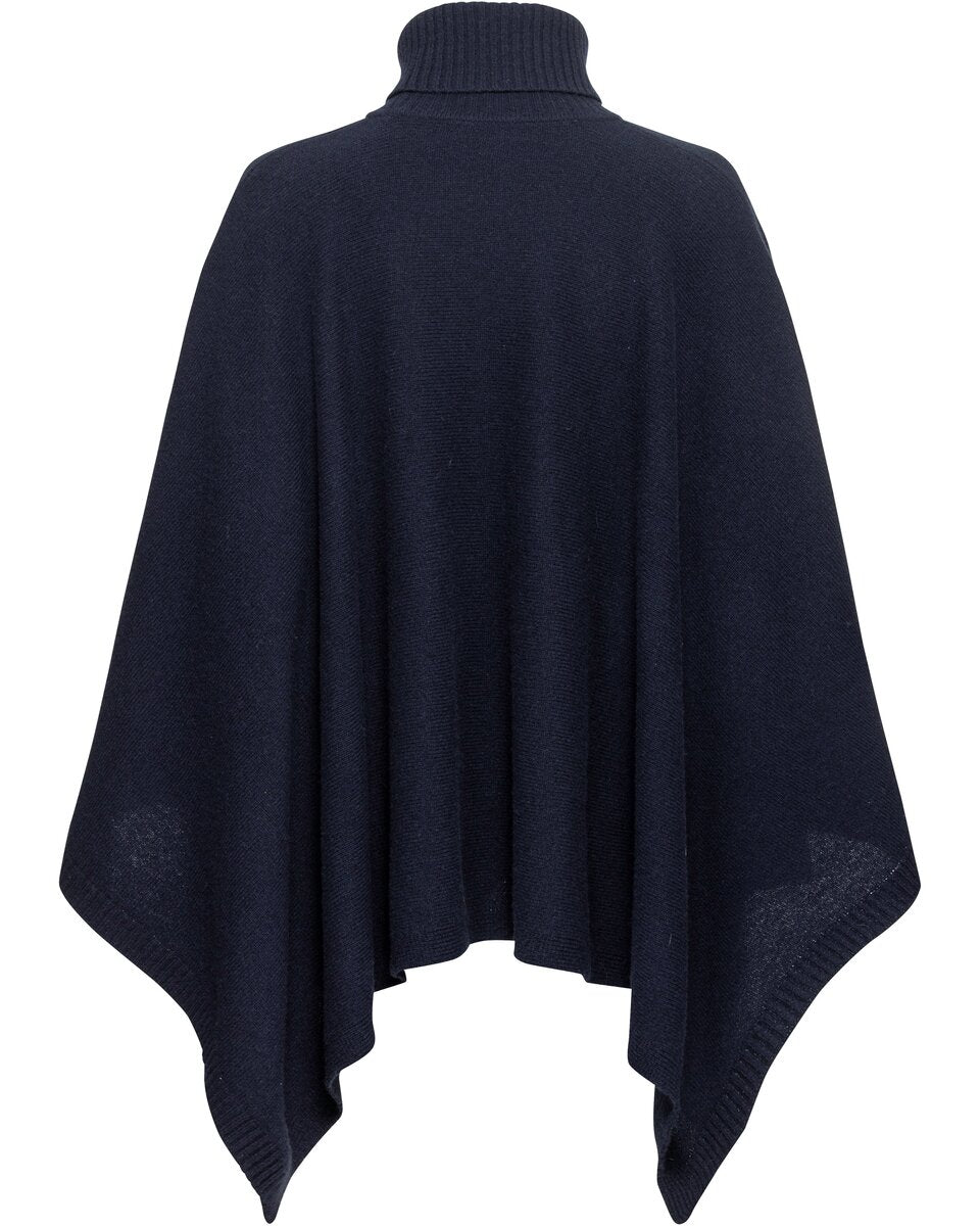 Highmoor Knitted poncho with turtleneck (Navy)