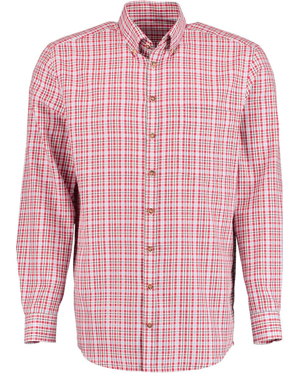 Luis Steindl Long-sleeved checked shirt (Red/Olive)