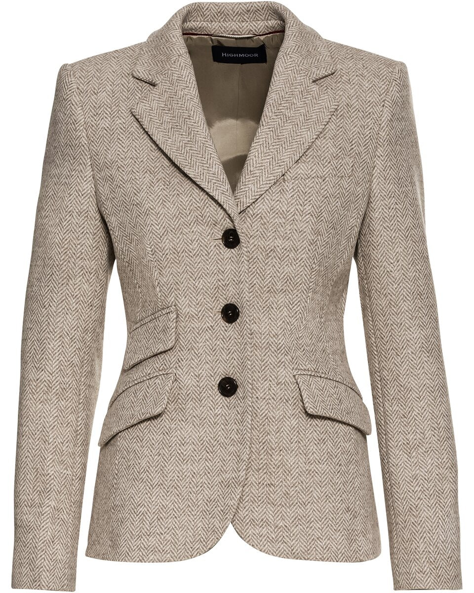 Highmoor Herringbone tweed blazer (Light beige)