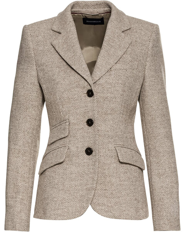 Highmoor Herringbone tweed blazer (Light beige)