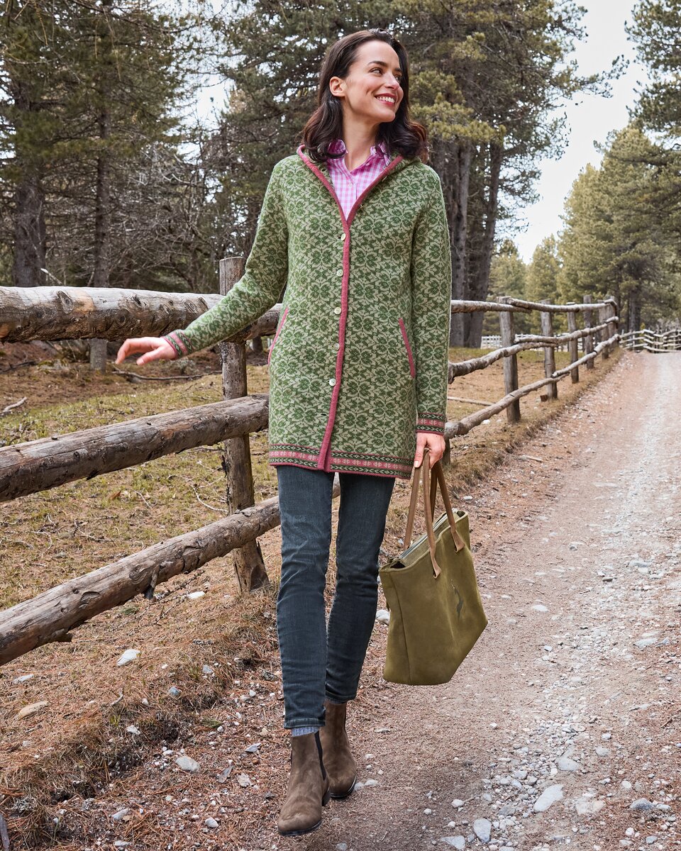 Reitmayer Long jacquard cardigan (Green)