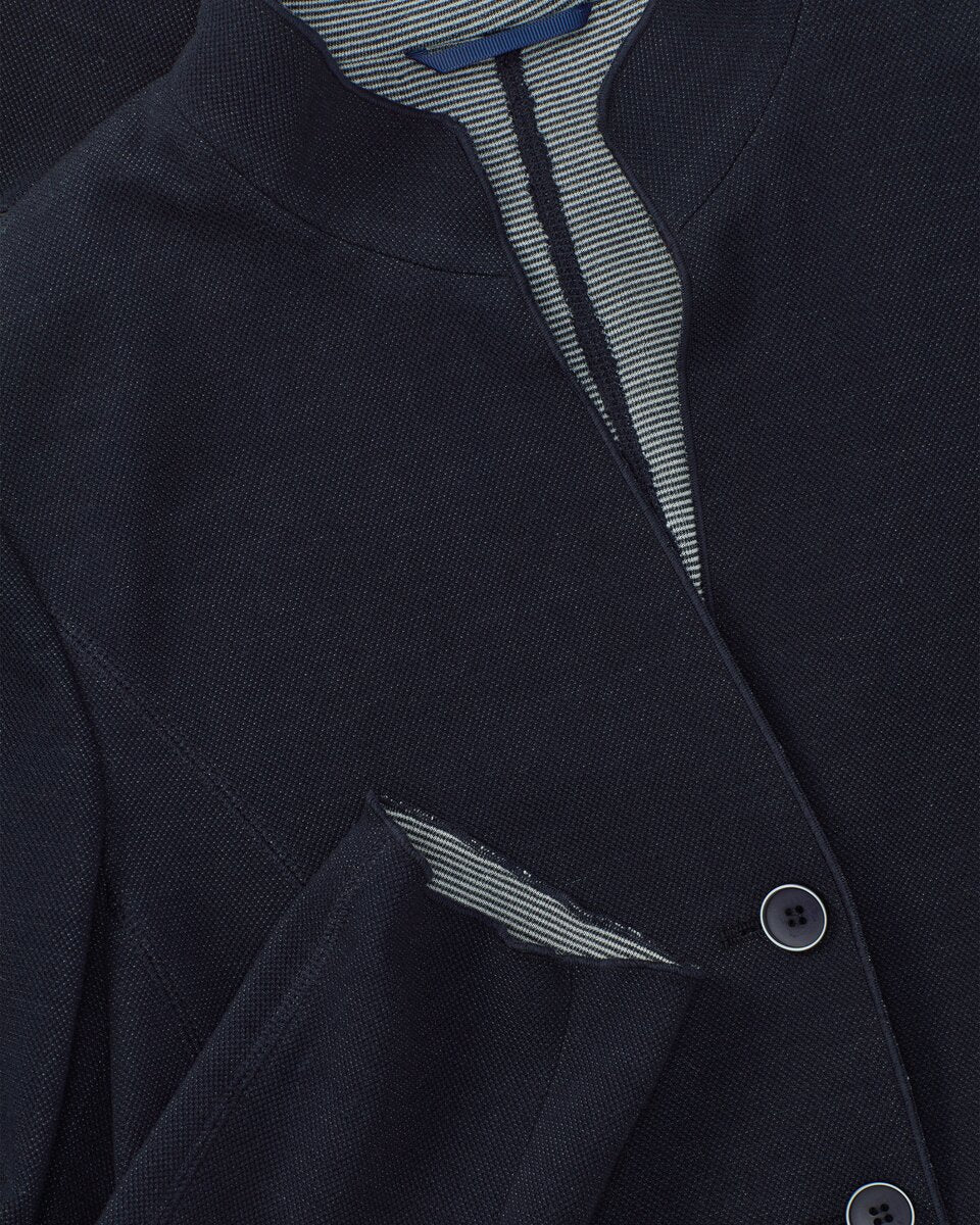 Highmoor Piqué stand-up collar jacket (Dark blue)