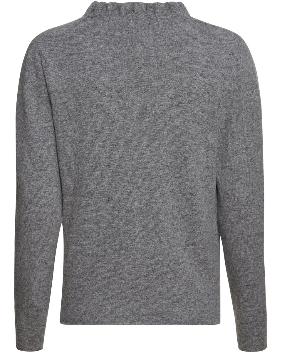 Luis Steindl Cardigan with ruffle collar (Gray melange)
