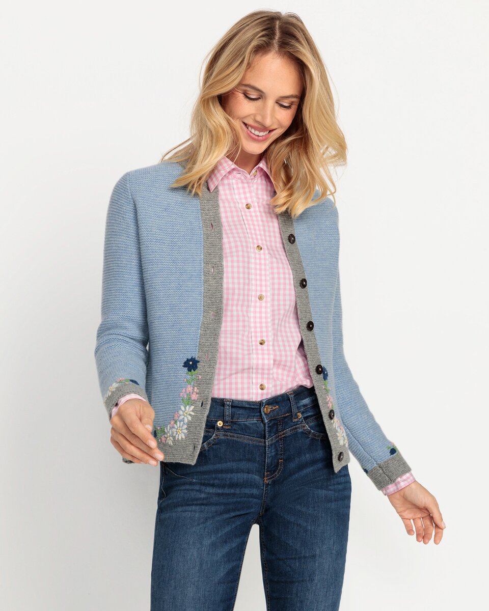 Luis Steindl Left cardigan with flowers (Bleu/Gray)